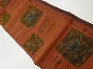 色紙に抽象草花模様織出し名古屋帯